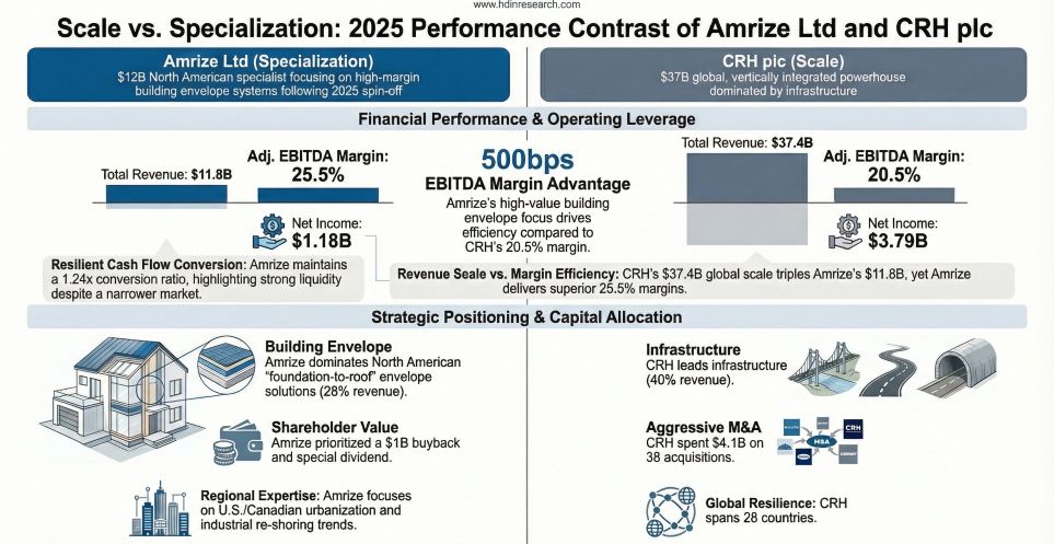 Figure Scale vs Specialization 2025 Performance Contrast of Amrize Ltd and CRH plc
