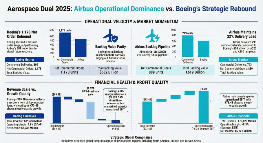 Aerospace Duel 2025: Airbus Operational Dominance vs Boeing's Strategic Rebound