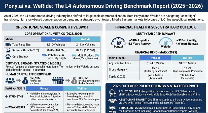 Pony ai vs WeRide: The L4 Autonomous Driving Benchmark Report (2025-2026)
