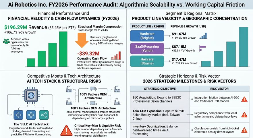 Ai Robotics Inc FY2026 Performance Audit: Algorithmic Scalability vs Working Capital Friction