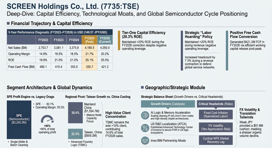 SCREEN Holdings Deep-Dive: Capital Efficiency, Technological Moats, and Global Semiconductor Cycle Positioning