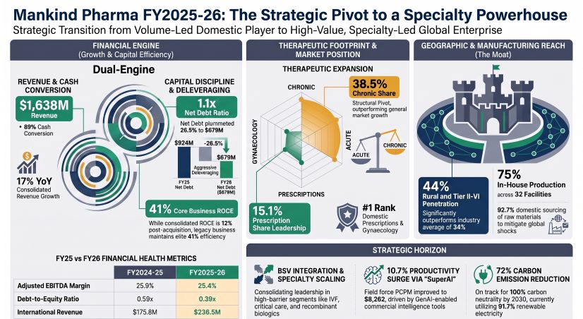 Mankind Pharma FY2025-26: The Strategic Pivot to a Specialty Powerhouse